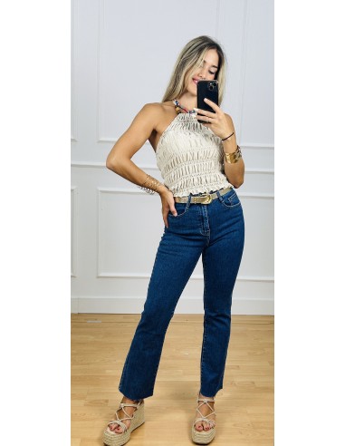 Jeans pierna ancha desflecado