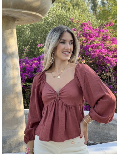 Blusa escote v acero