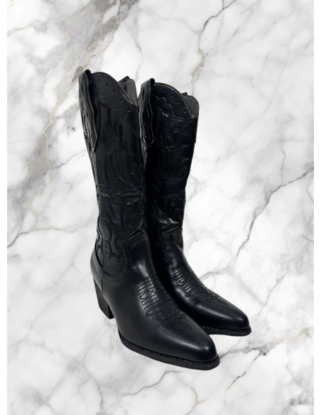 Bota cowboy negra bordada