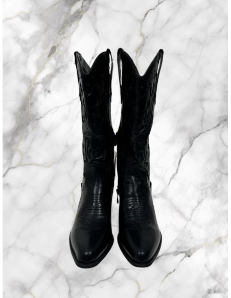 Bota cowboy negra bordada