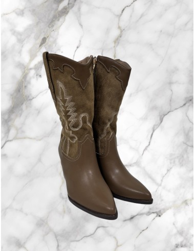 Bota cowboy polipiel/antelina