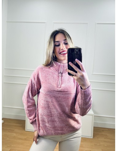 Jersey chenilla c/polo cremallera