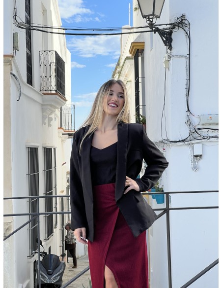 Falda midi borlas madera