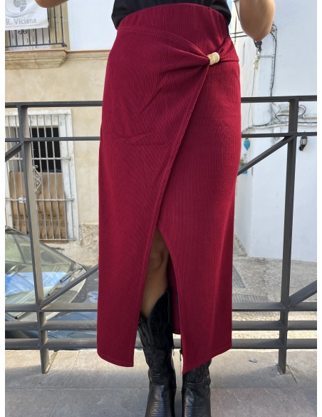 Falda midi borlas madera