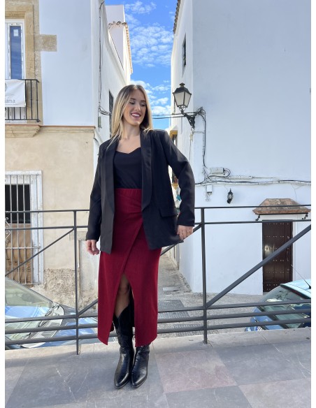 Falda midi borlas madera