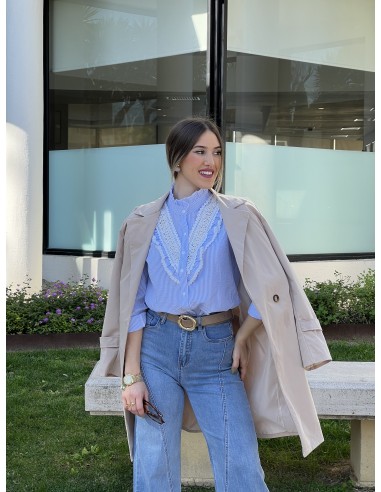 Camisa rayas bordados crochet