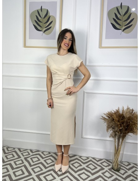 Vestido canale hebilla dorada m/ corta