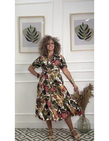 Vestido estampado manga corta