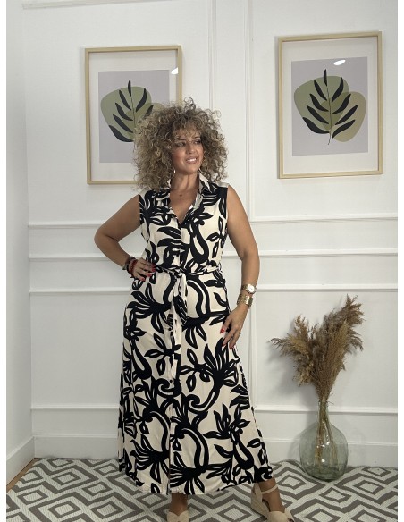 Vestido camisero estampado+cinturon