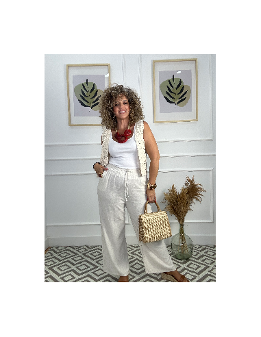 Pantalon culotte lino