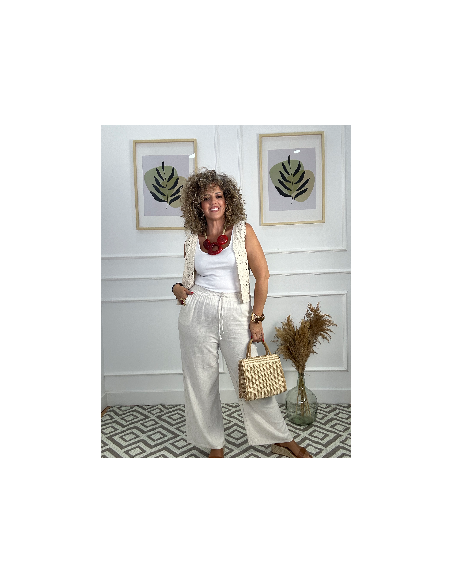 Pantalon culotte lino