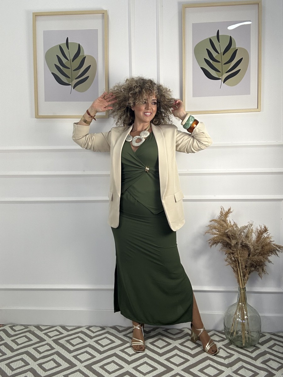 Blusa cruzada broche dorado