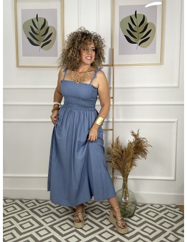 Vestido tirantes escote fruncido