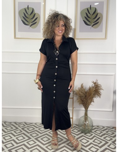 Vestido abotonado fruncido cintura