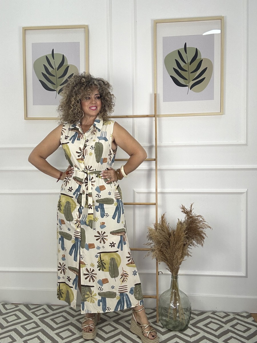 Vestido camisero cactus