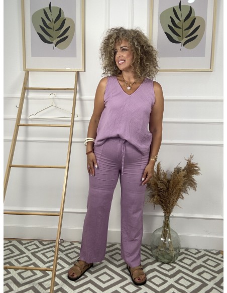 Pantalón lino bolsillos cordon