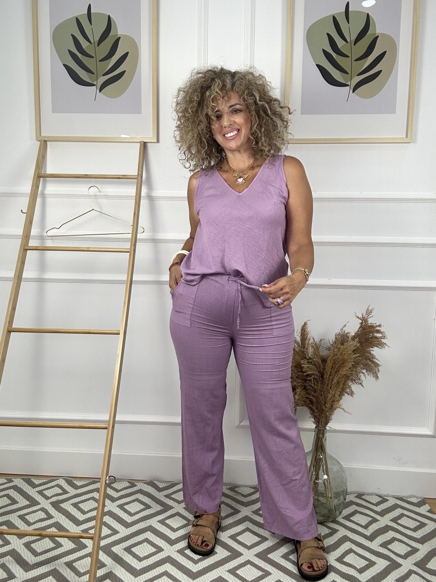 Pantalón lino bolsillos cordon 2