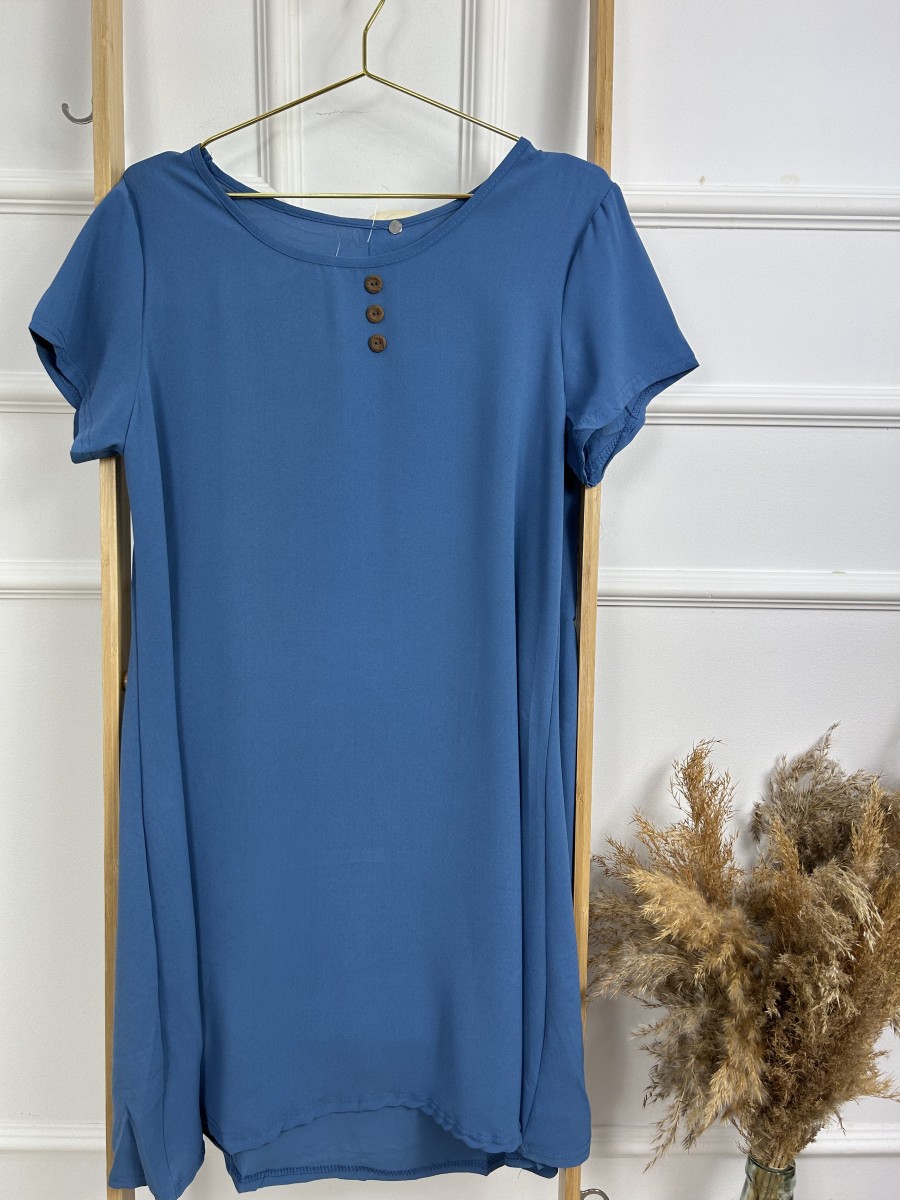 Vestido manga corta botones