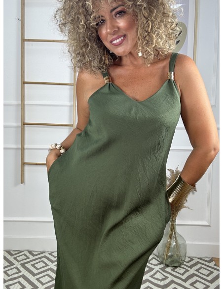 Vestido largo abalorio tirantas