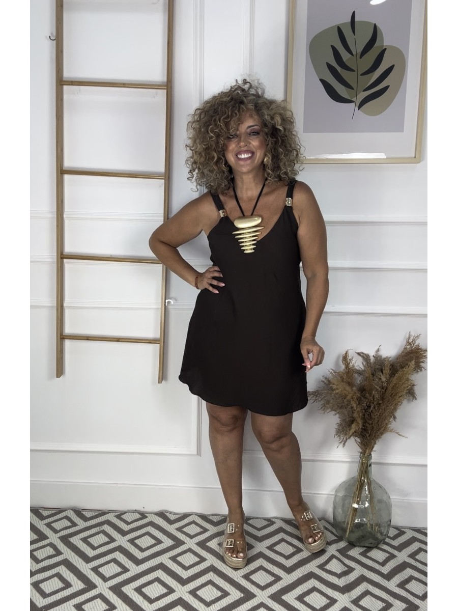 Vestido corto abalorio dorado 2