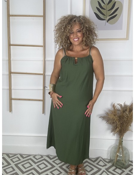 Vestido lino tirantes borlas