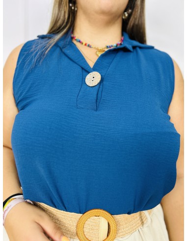 Blusa sin mangas con cuello y boton